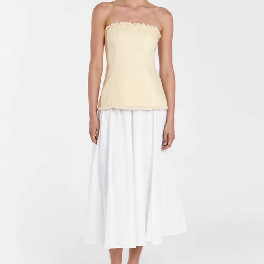 DISSH White Linen Midi Skirt
